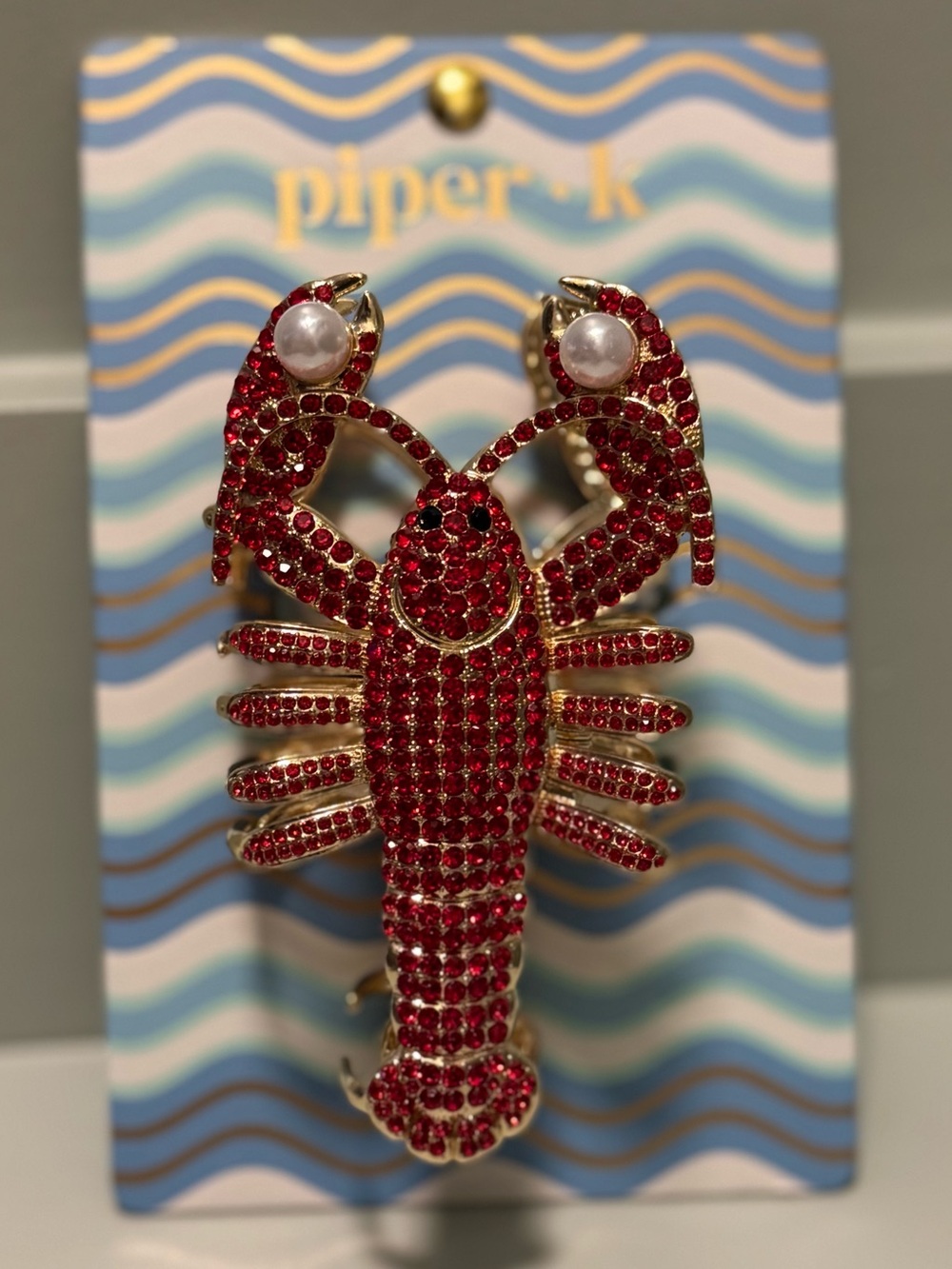 Piper K Red Crystal Lobster Hair Clip